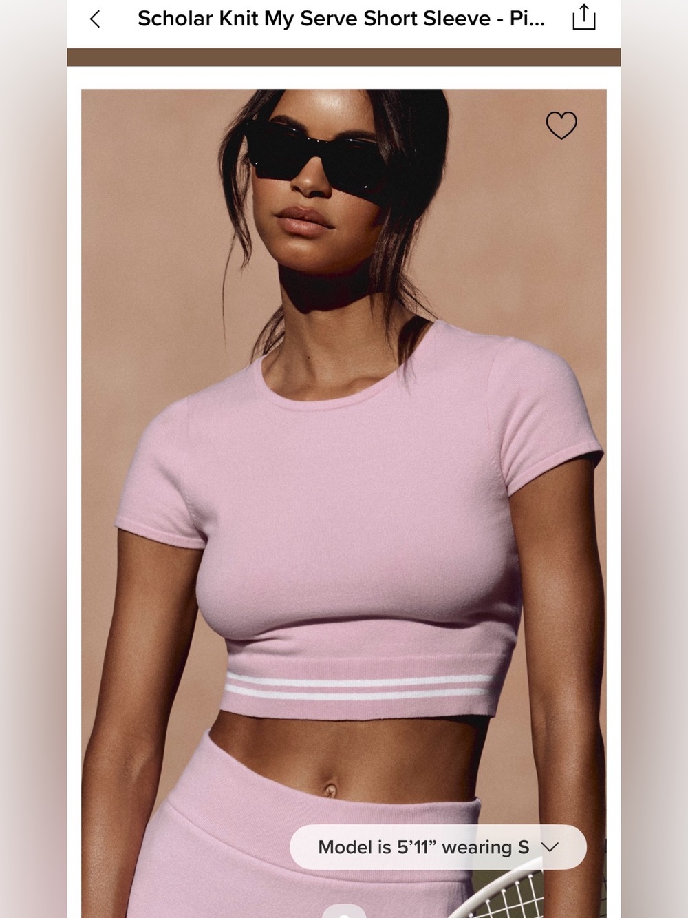 NWT Alo Yoga Scholar Knit My Serve Top & Tennis Skirt Set XS- Pink Marshmallow